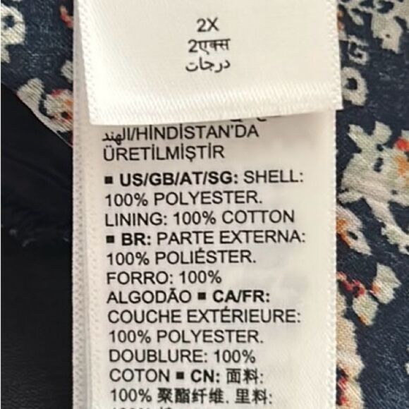 Caralyn Mirand The Drop Size 2X Navy Floral Long Sleeve Faux Wrap Front Dress - Picture 8 of 8